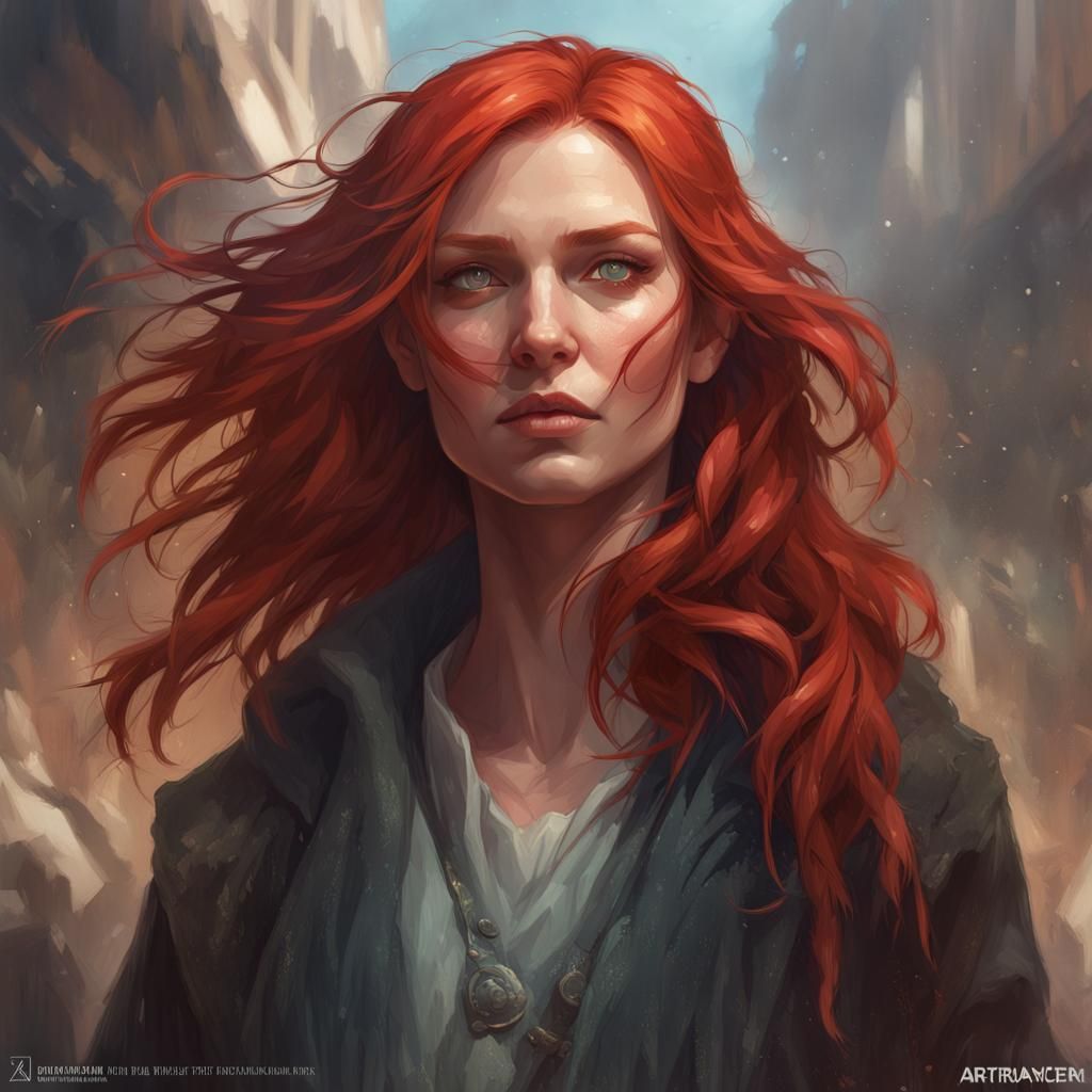 Detailed Portrait of Woman with Red Hair