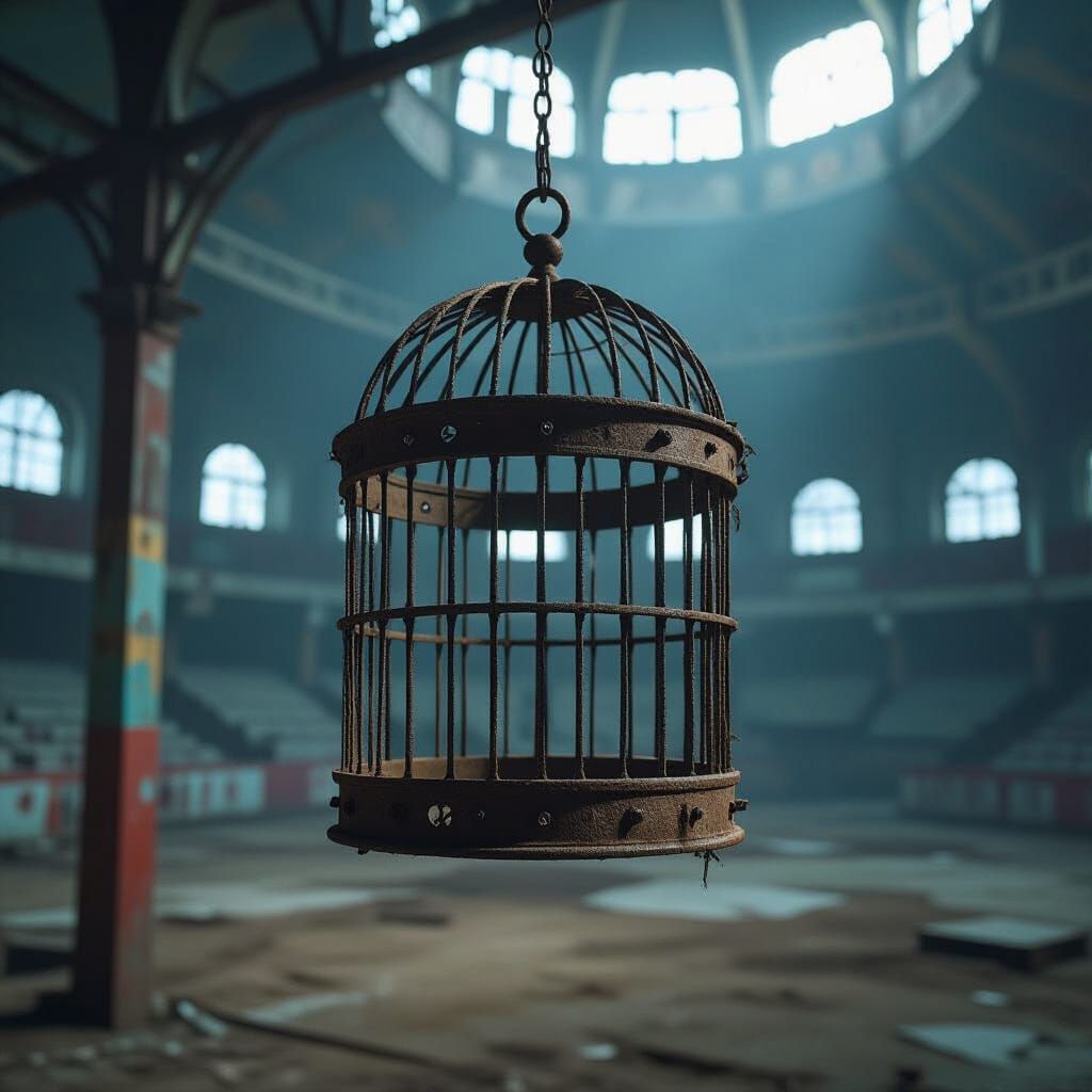 Rusty Birdcage in Abandoned Circus