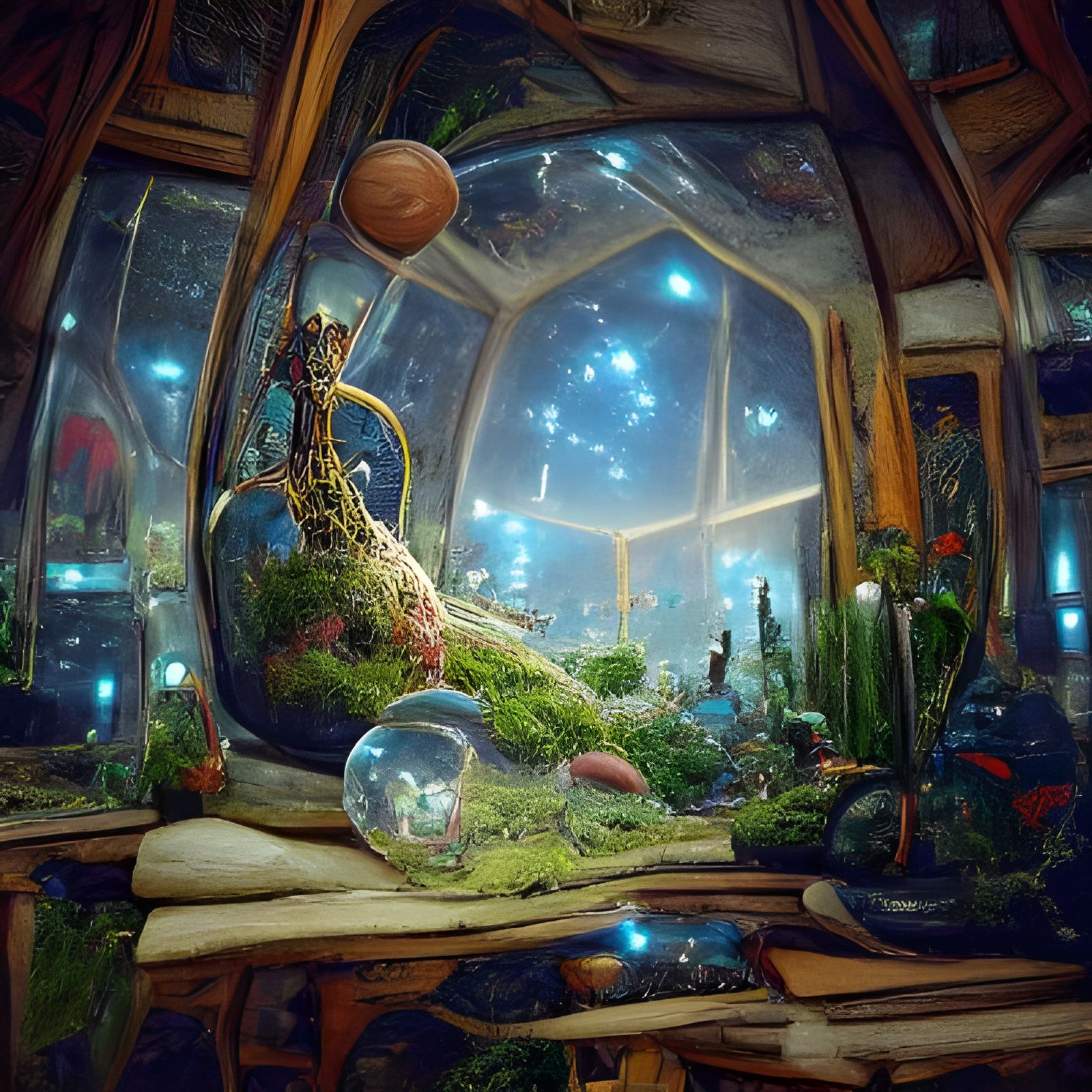 Elven Terrarium Living Room in Sci-Fi Fantasy Style
