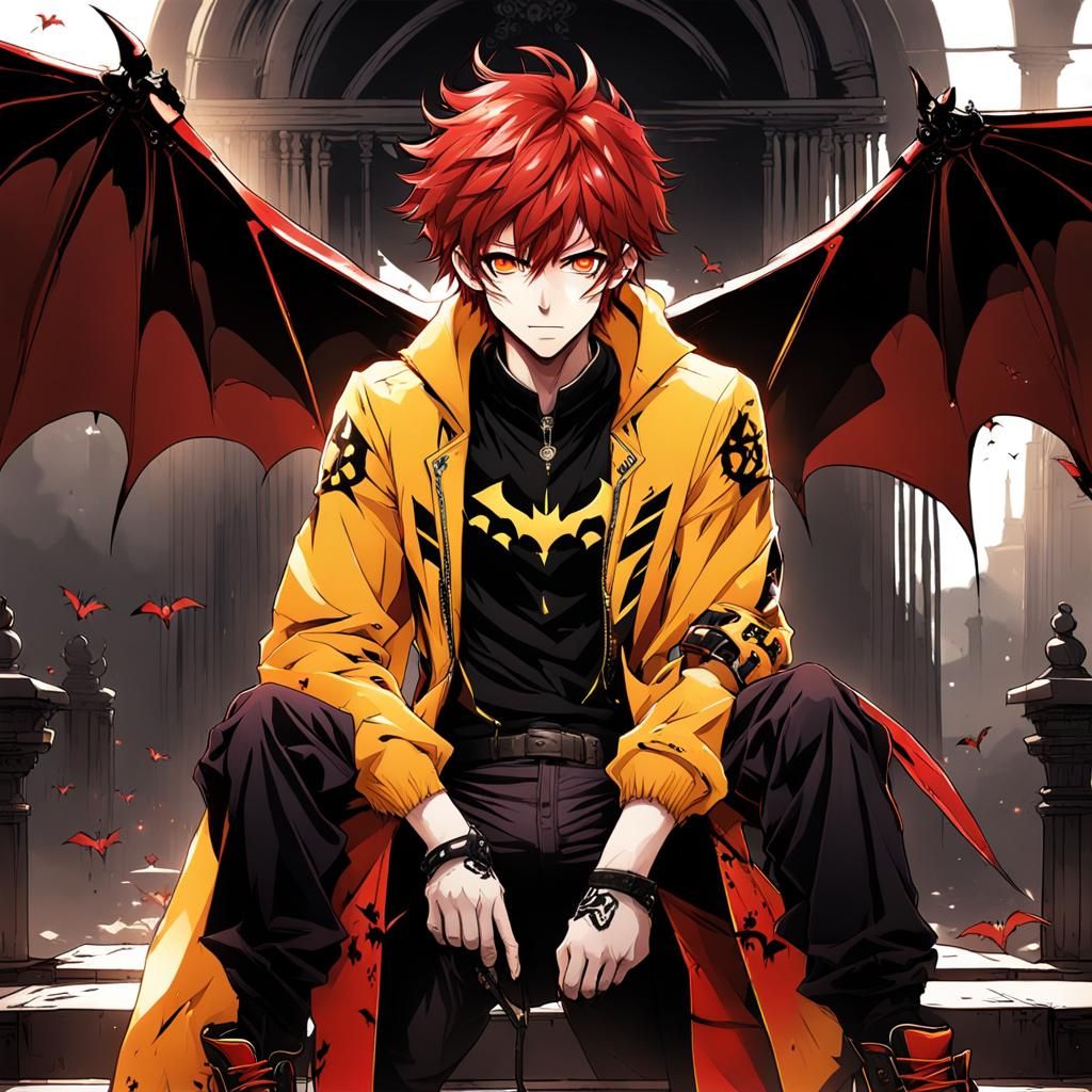Anime Boy with Mystical Bat Wings
