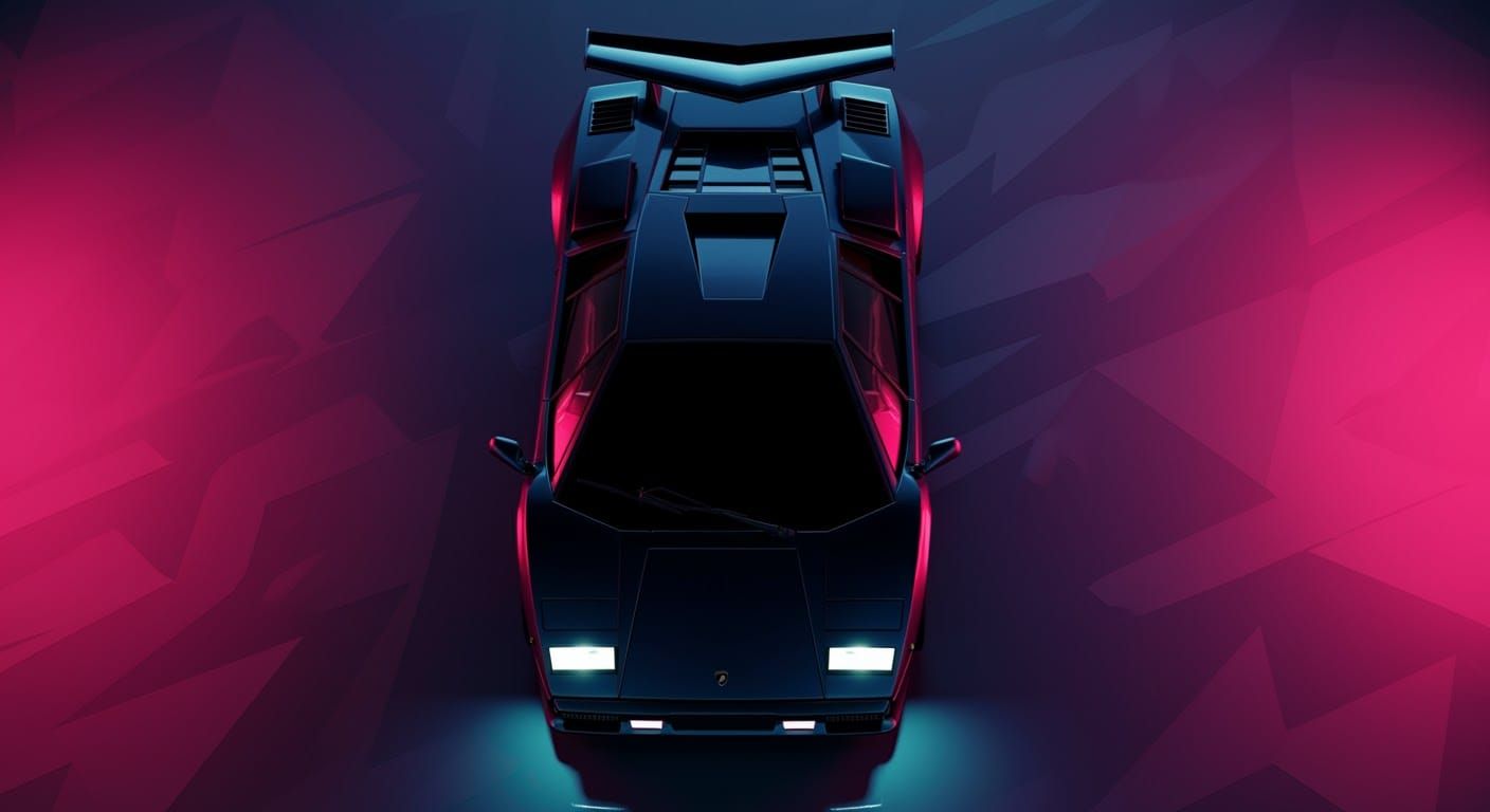 Lamborghini Countach in Retro-Futuristic Geometric Setting
