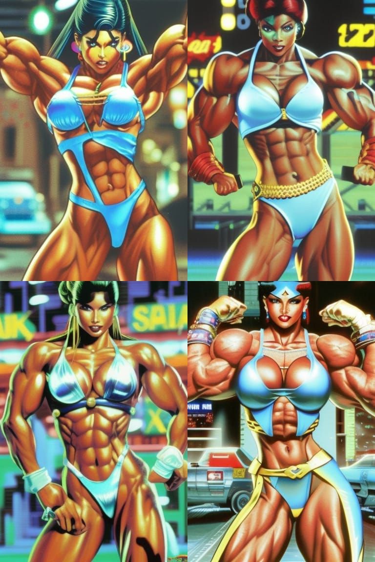 Female Bodybuilder as Streets of Rage Character