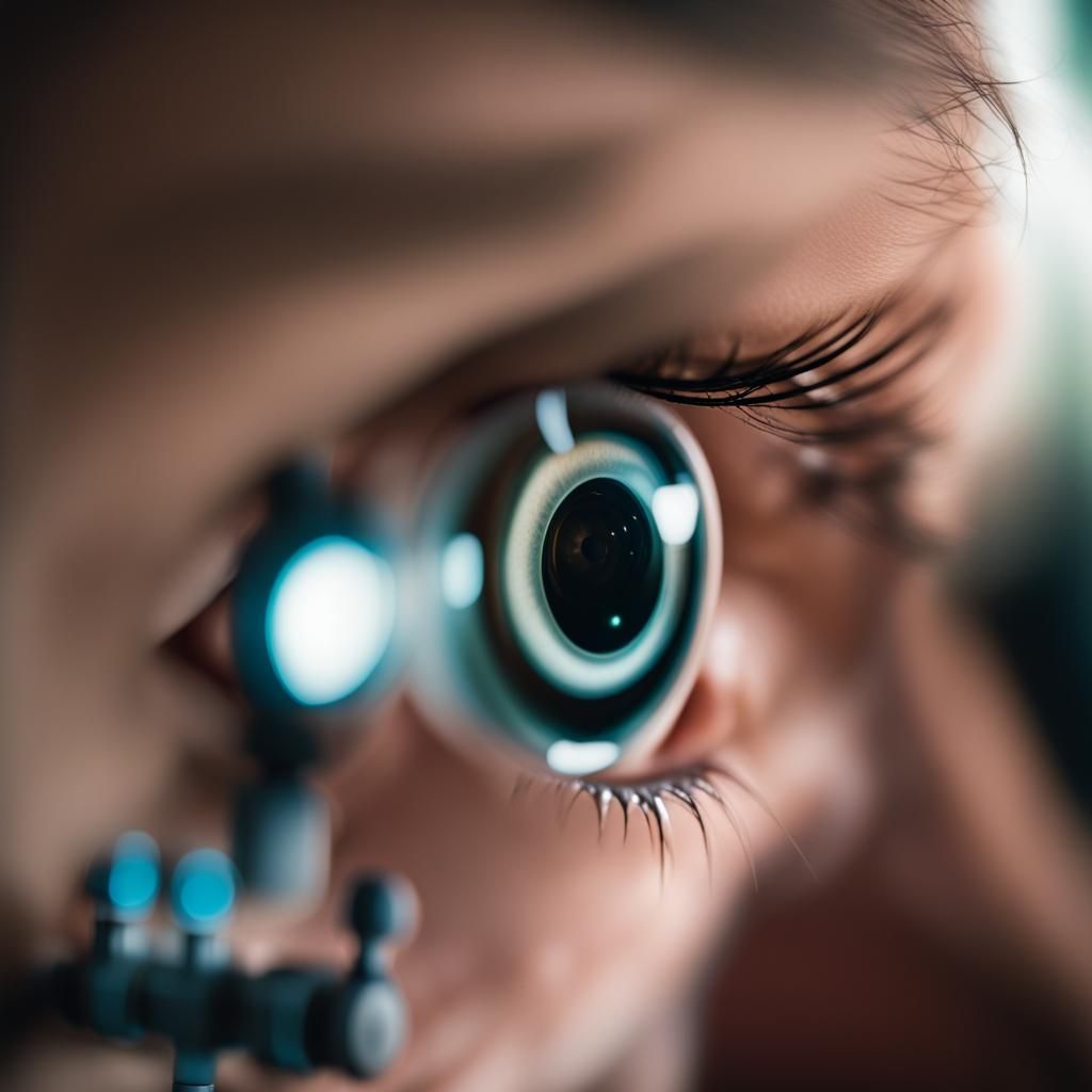 Human and Robot Eye Contact: Sharp Focus Photo
