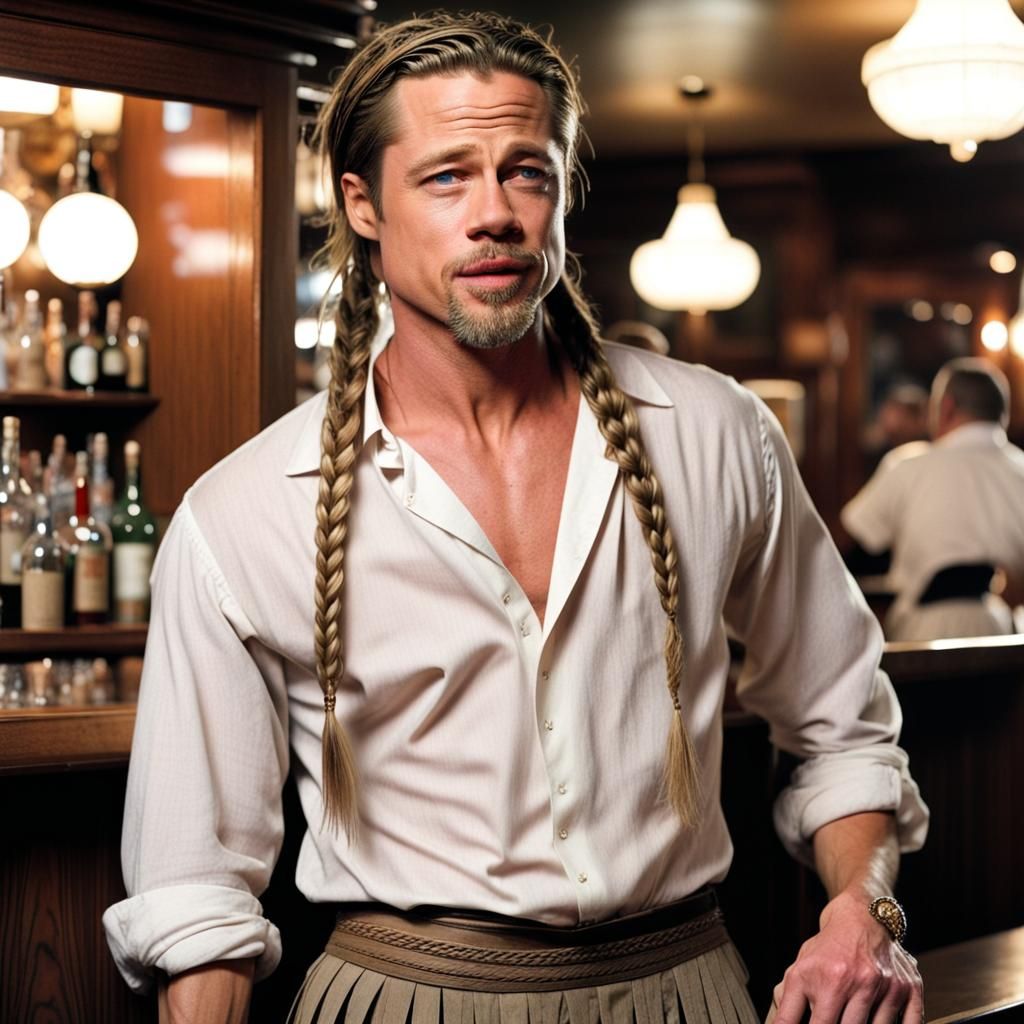 Brad Pitt with his braids.