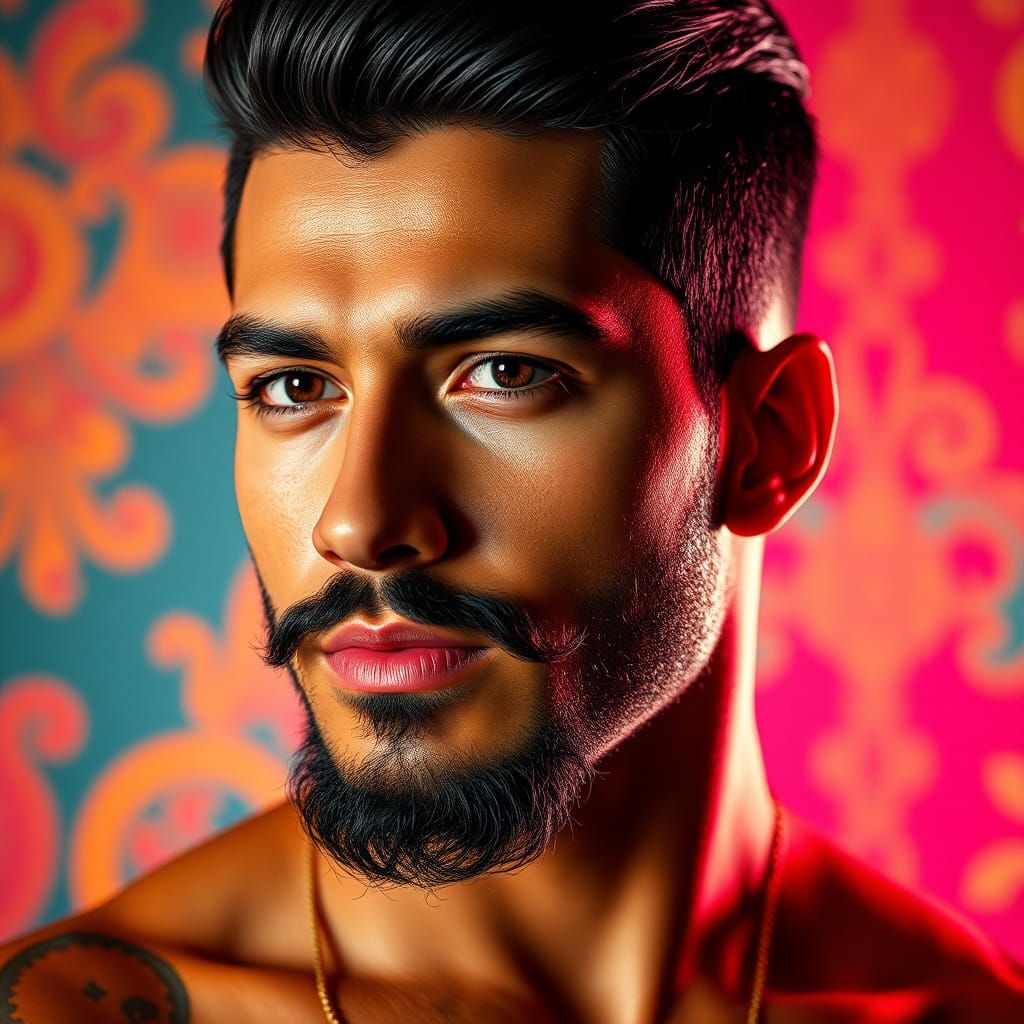 Handsome Man Portrait in Dynamic Lighting