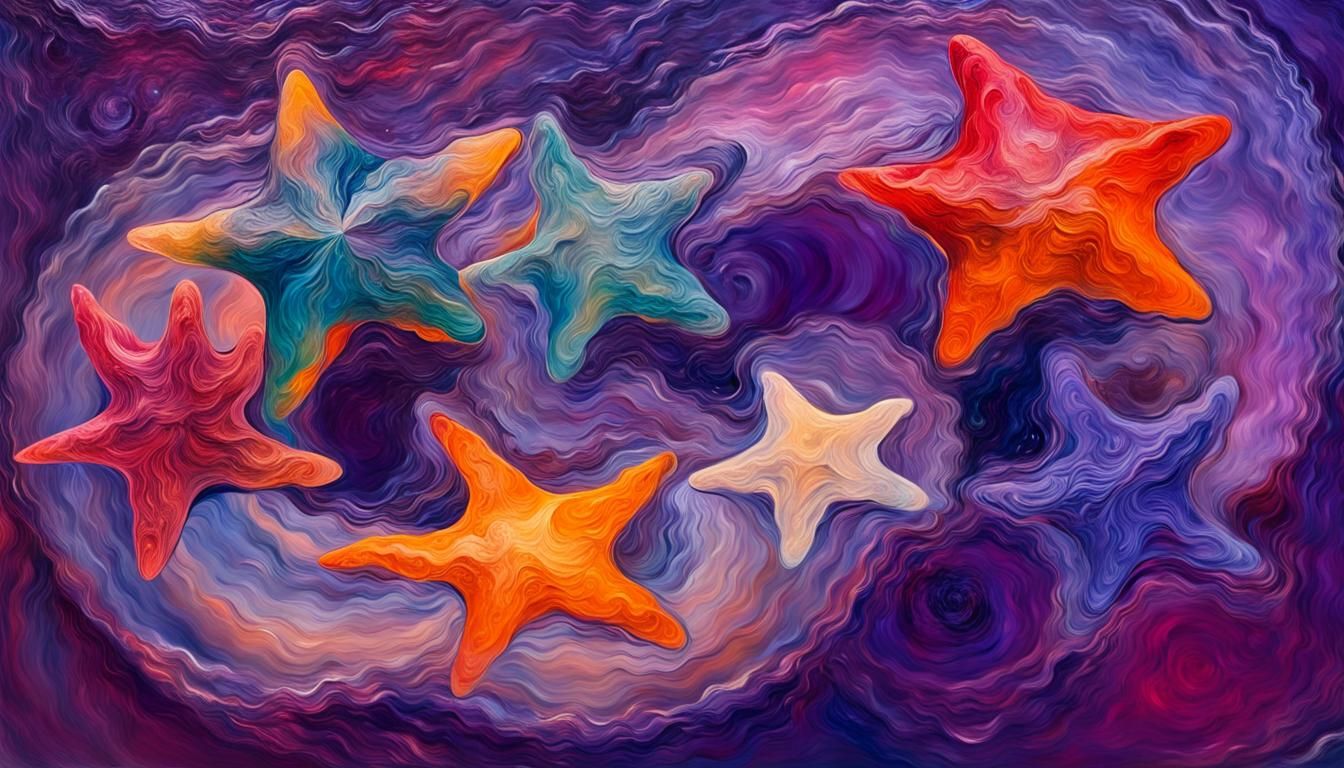 Cosmic Stars Spin in Vivid Impasto Oil Paint