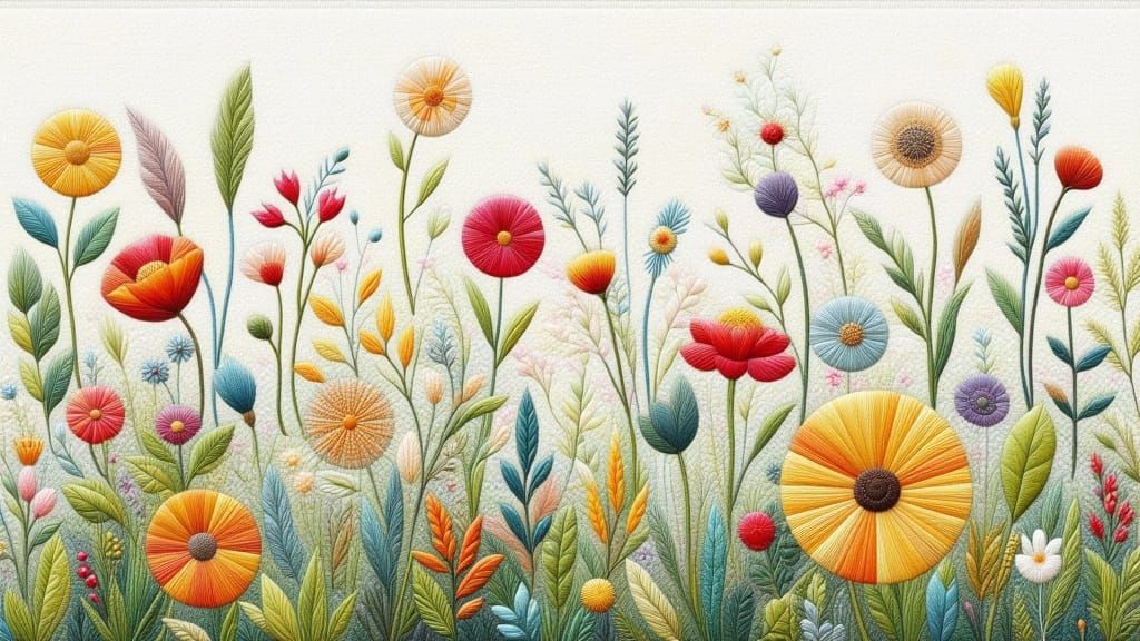 Embroidery Meadow with Wildflowers
