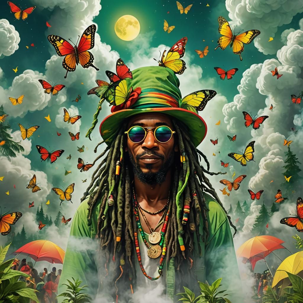 Rasta Butterfly on the Moon in Surreal Festival