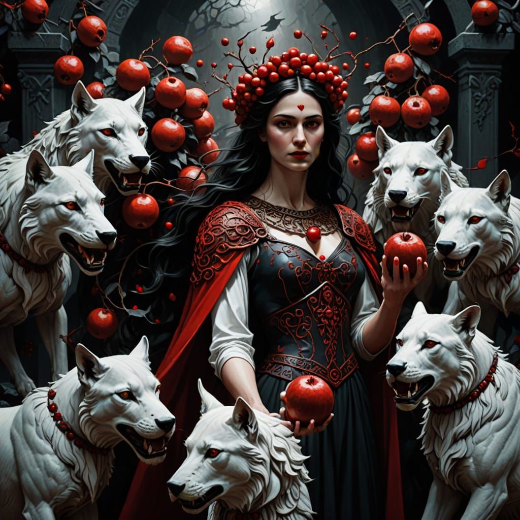 Queen Persephone and Hell Hounds in Underworld
