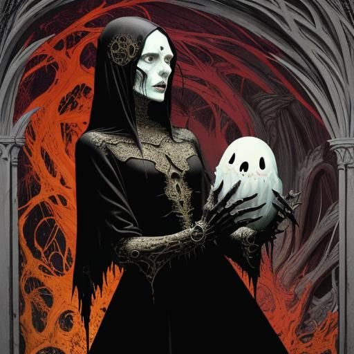 Ghosts Pondering AI: Surreal Horror Art