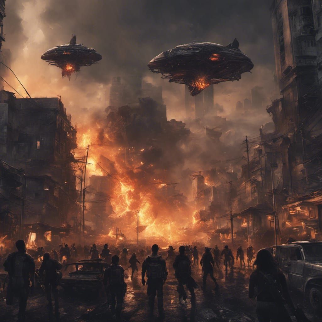 Futuristic Rio Under Alien Attack: Dark Fantasy Art