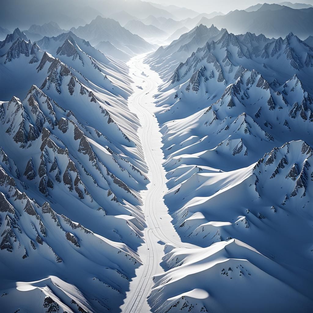 Monochrome Snow Mountains Landscape