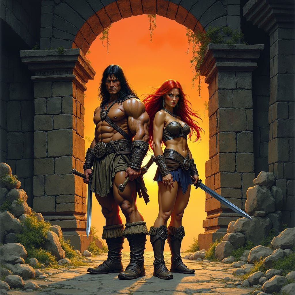 Sword Wielding Warrior Princess in Ancient Sword and Sorcery...