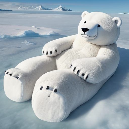 Plush size polar bear chilling in the arctic. Zentangle, Art...