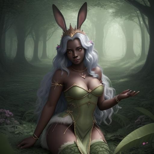 Elven Bunny Queen in Enchanted Forest
