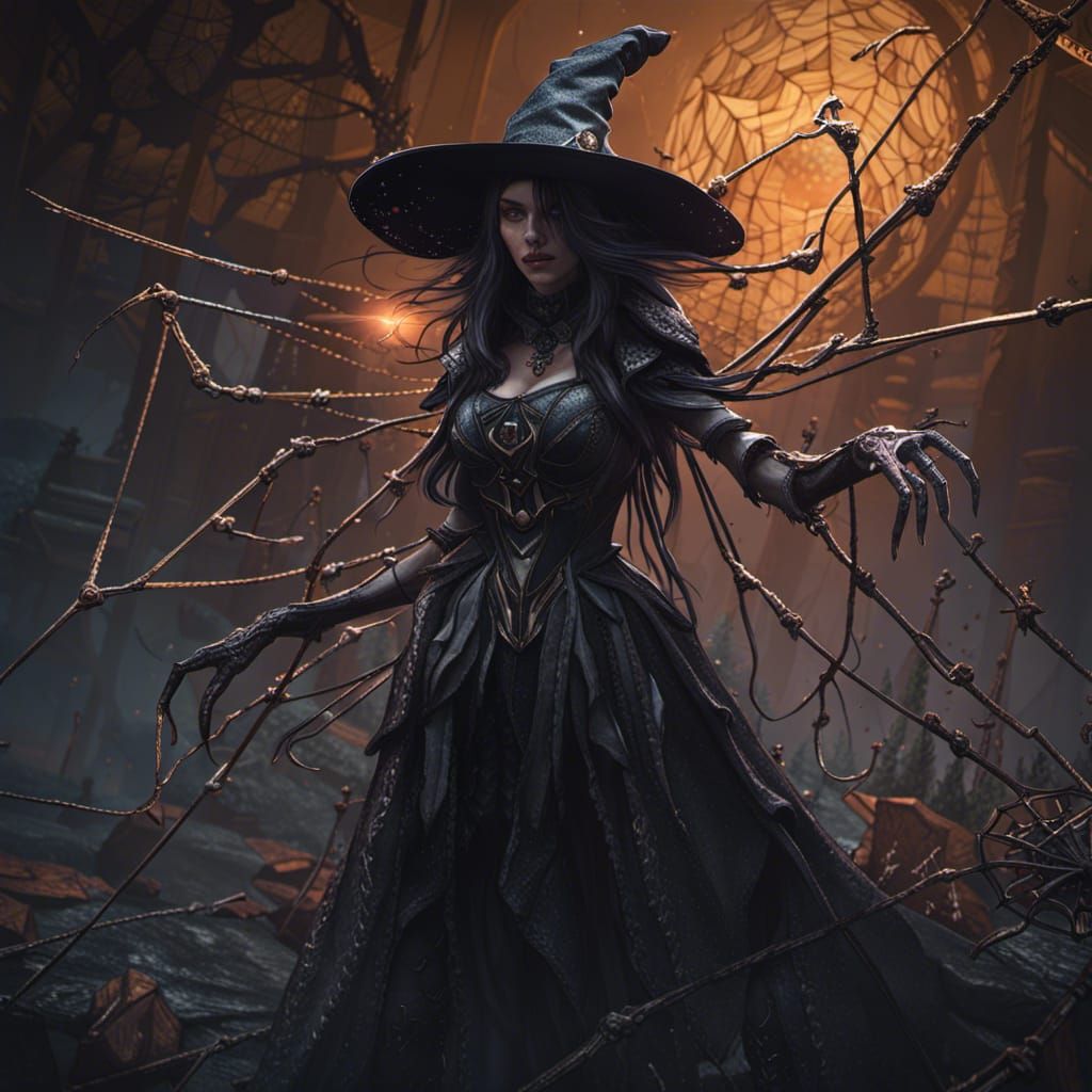 Dark Gothic Spider Witch Concept Art