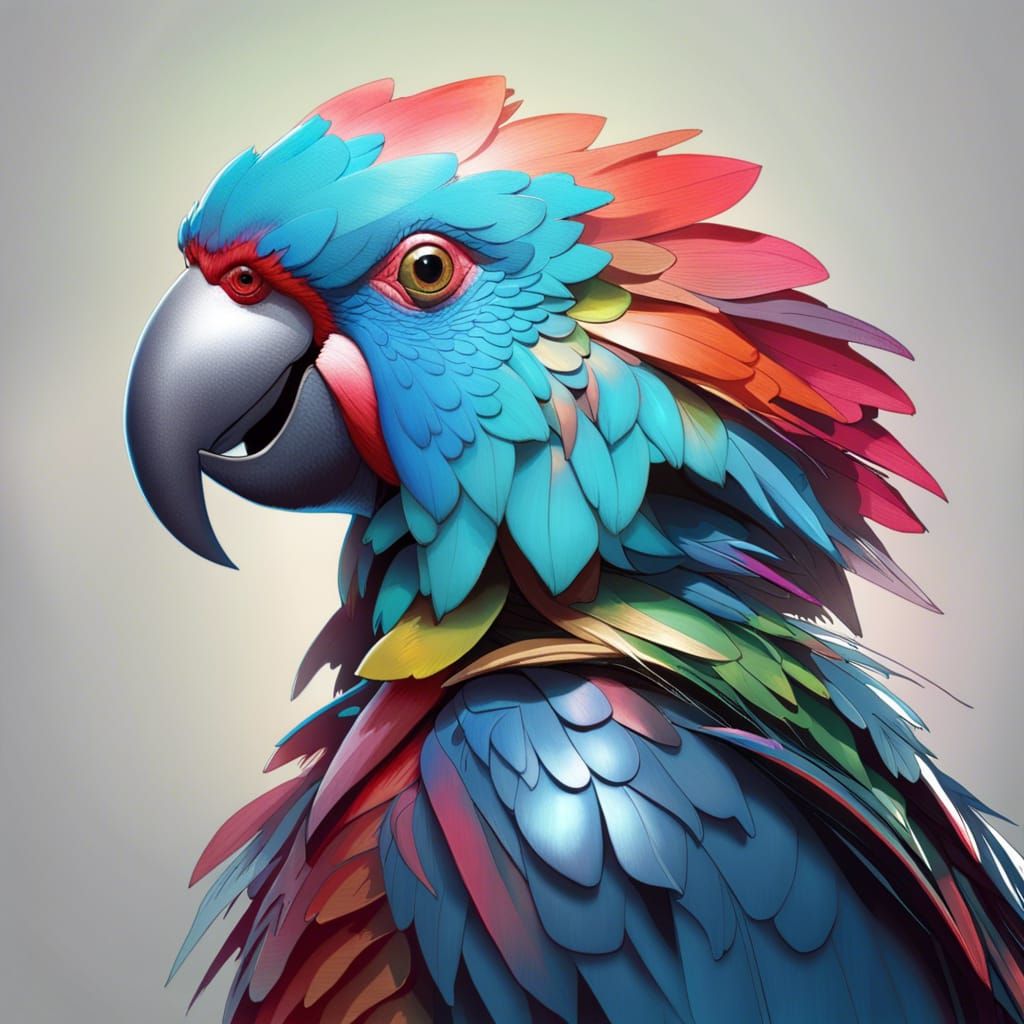 Detailed Parrot Portrait in Digital Art Style