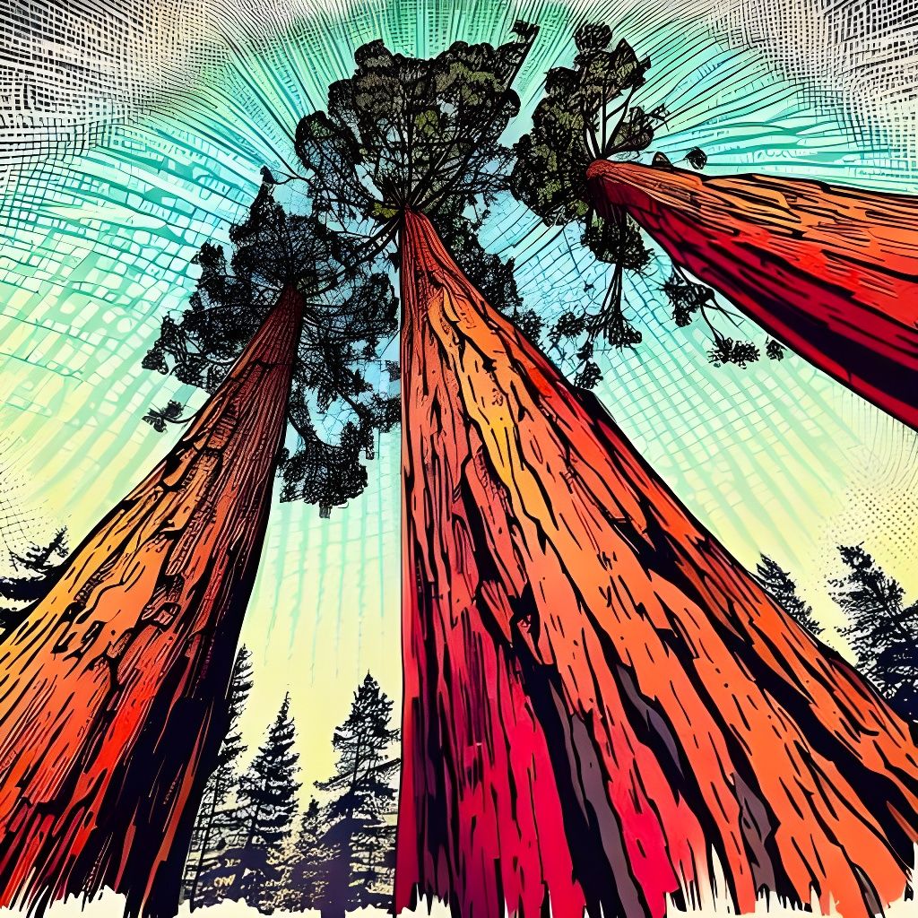 Majestic Sequoia Tree Blend in Forest