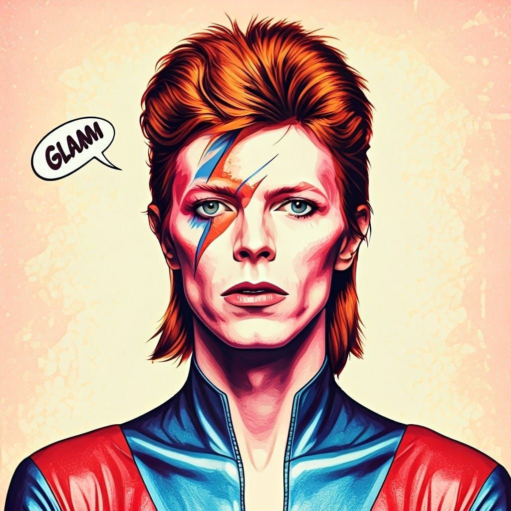 Ziggy Stardust Portrait in Pop Art Style