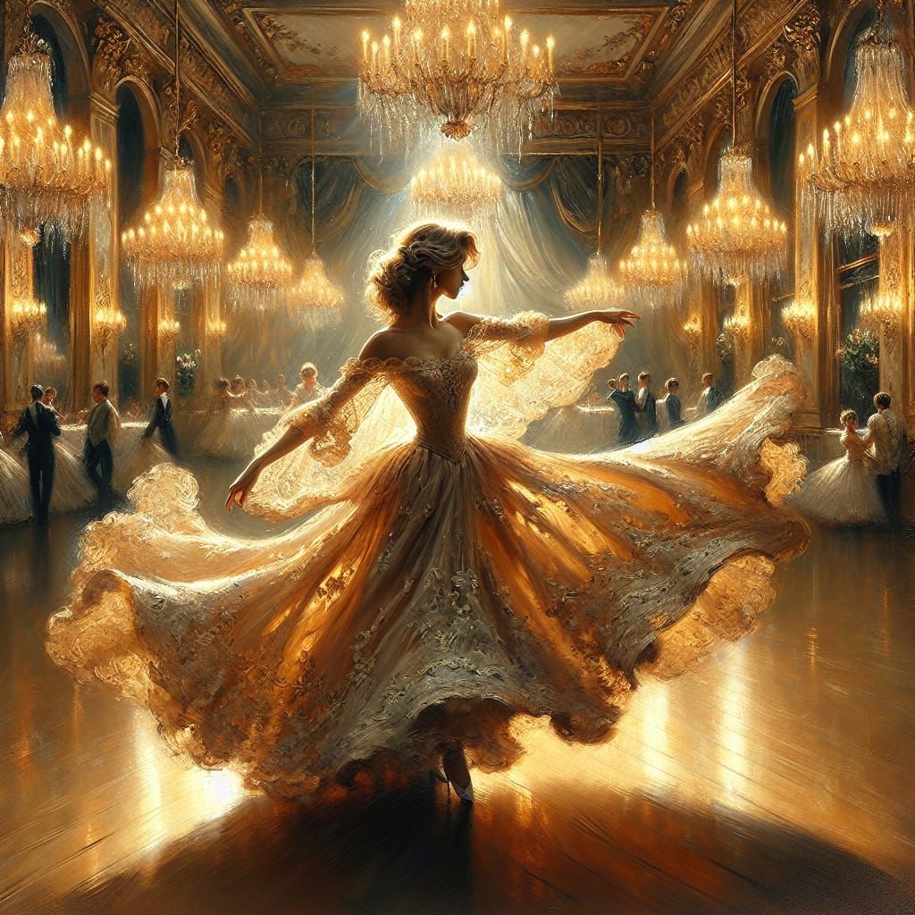 Elegant Ballroom Dance in Classical Romanticism Style