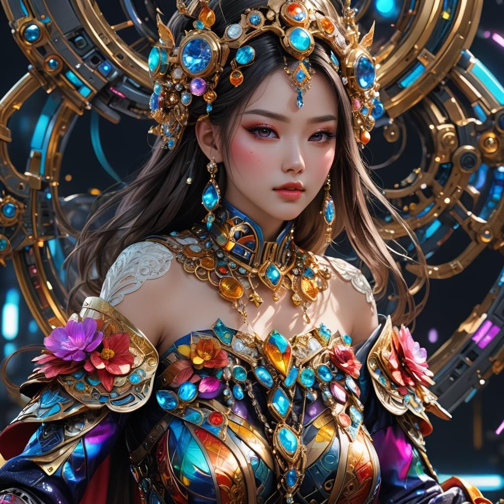Hyperrealistic Portrait: Woman in Futuristic Jewelry