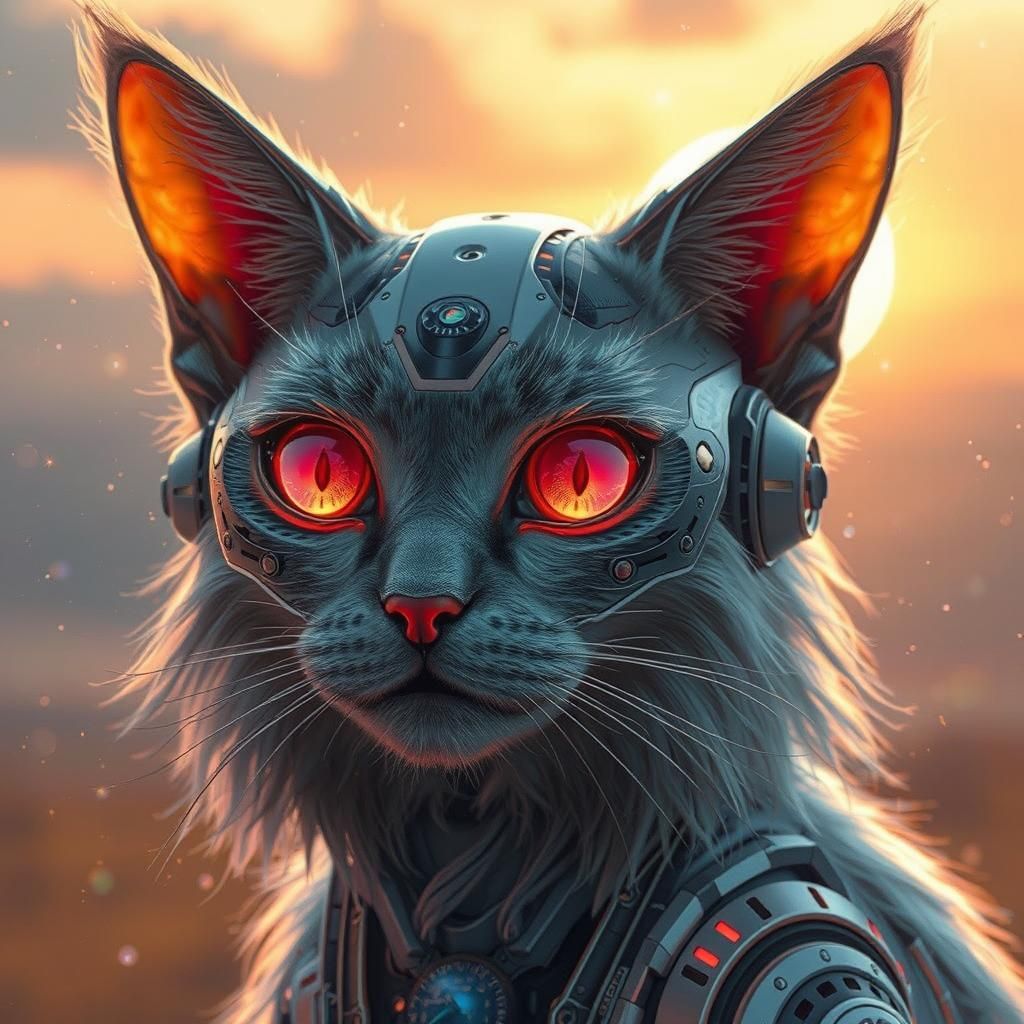 Cyborg Alien Cat with LED Lights