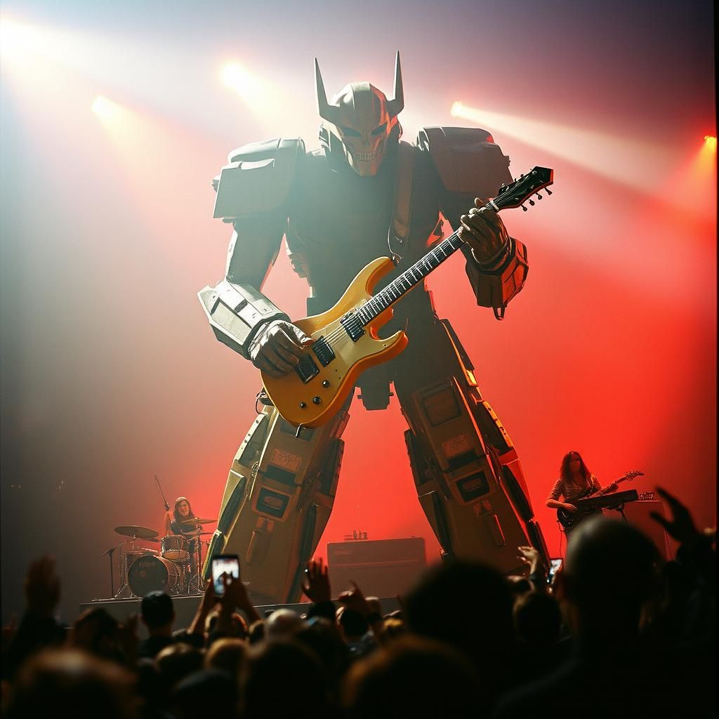 Rock Golem Band Ignites Stage in Cyberpunk Noir