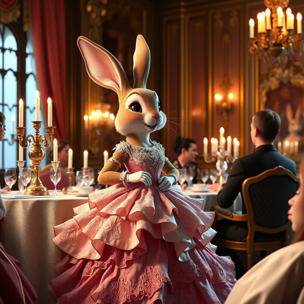 Rabbit Attends Dinner Party in Disney Pixar Style