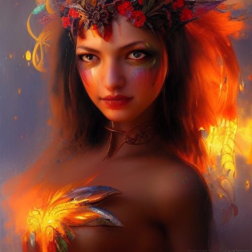 Fiery Fairy Warrior in Rich Colors