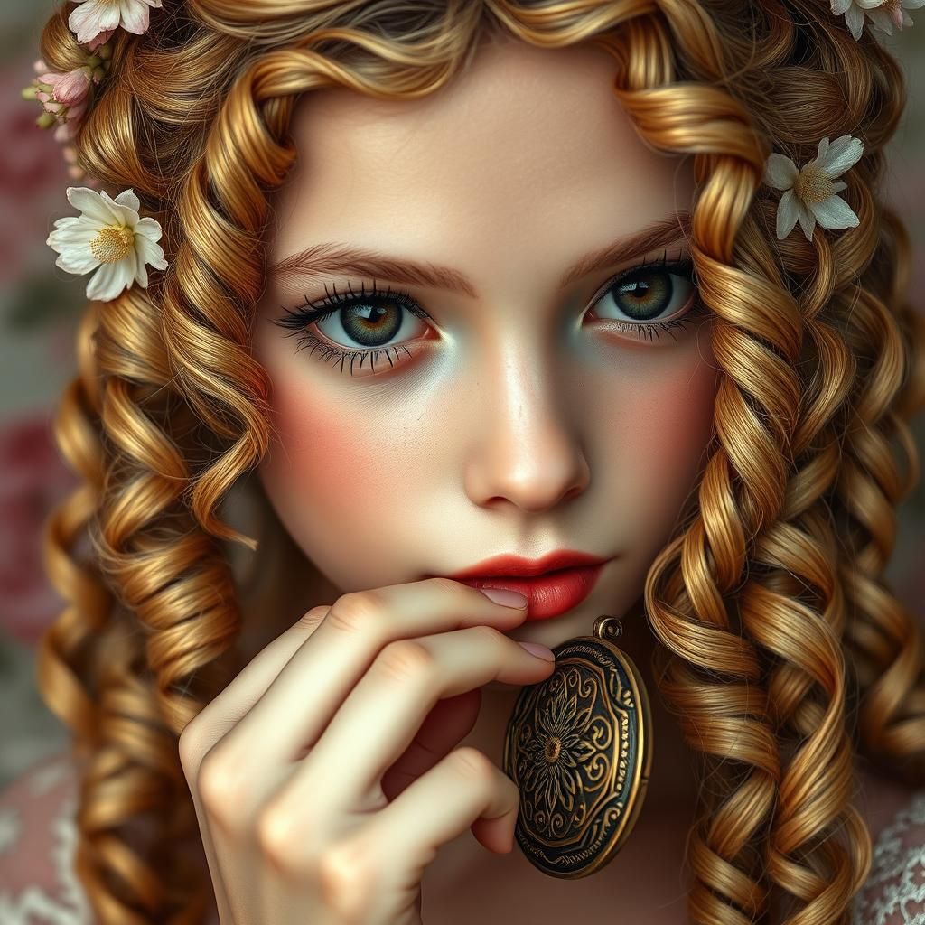 Expressive Portrait of Woman with Antique Locket