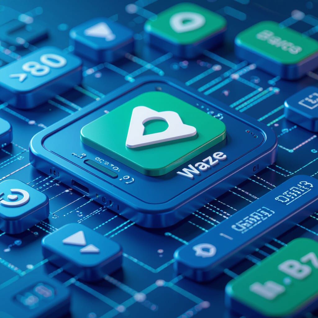 3D Render of Waze App Interface Elements