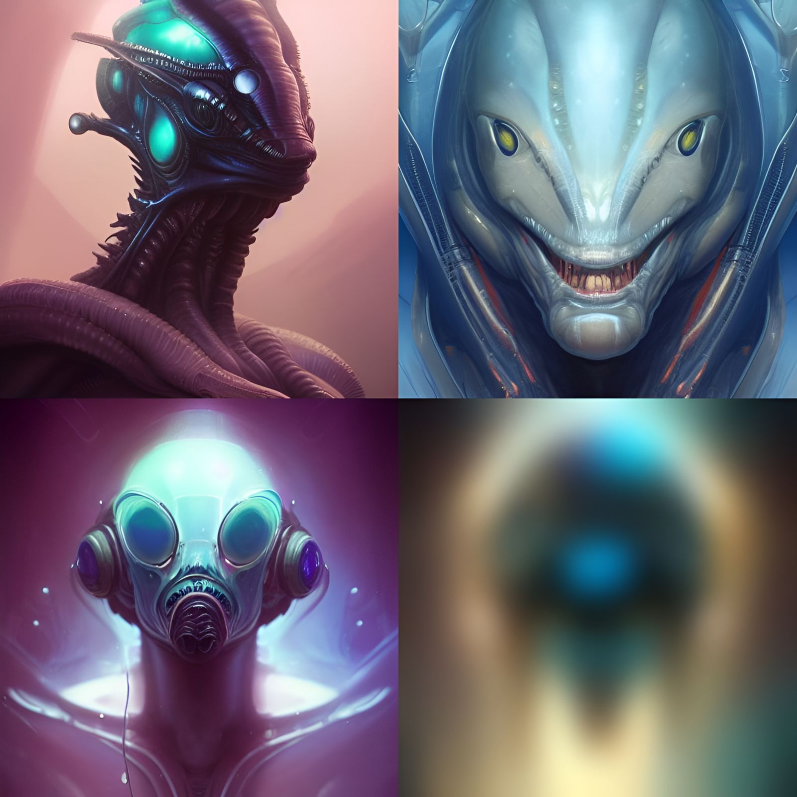 Underwater Alien Portrait in Hyperdetailed Splash Art