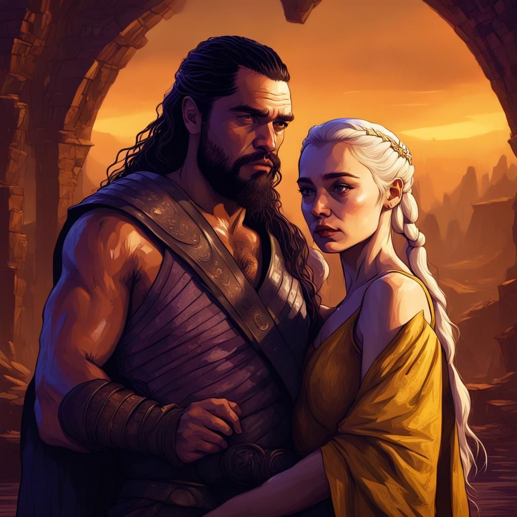 Daenerys and Khal Drogo: A Dark Fantasy Portrait