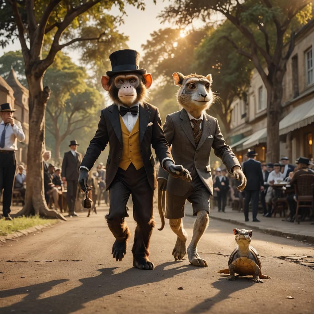 Surreal Wildlife Scene in Golden Hour Lighting