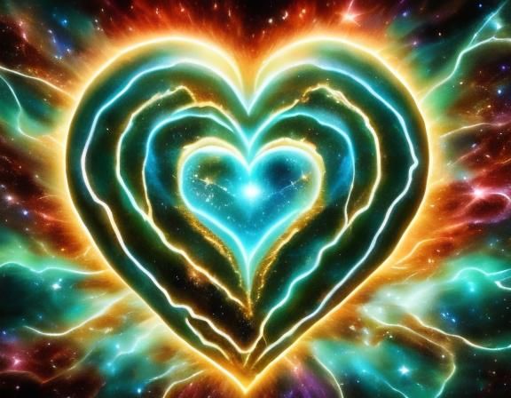 Bioluminescent Heart in Cosmic Galaxy Sky