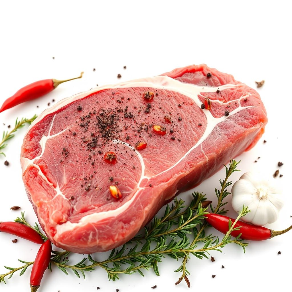 Fresh Meat with Herbs, Spices, and Peppers