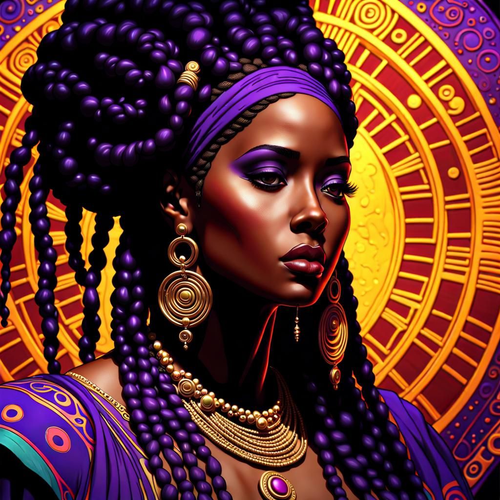 Psychedelic Gothic Portrait of Woman in Klimt Style