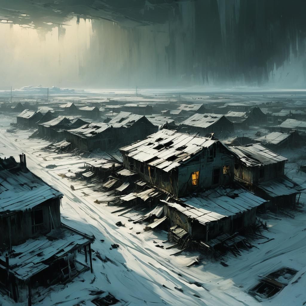 Chiaroscuro Painting of Frozen Exclusion Zone in Rembrandt S...