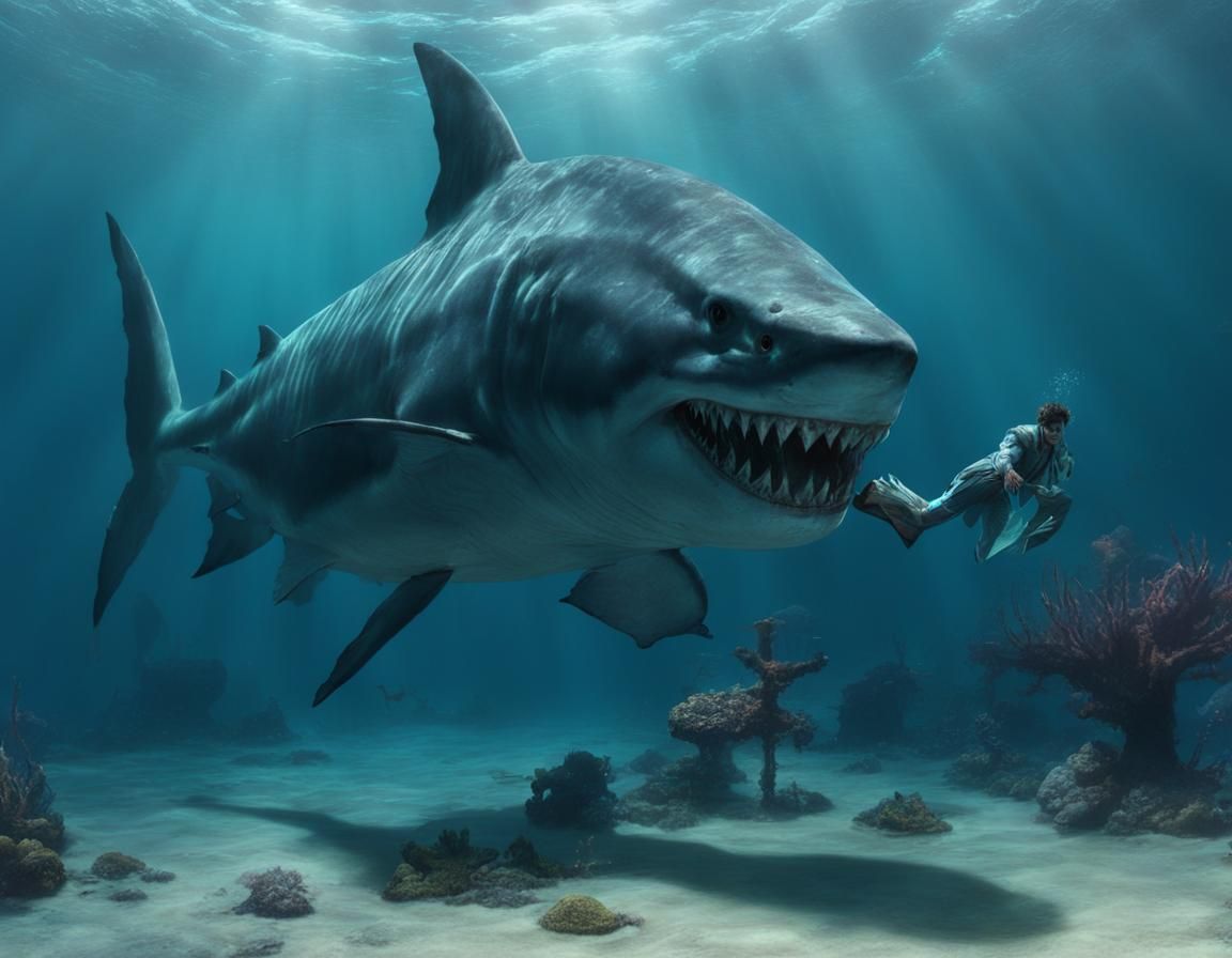 Transformed Shark Merman Demon of the Sea