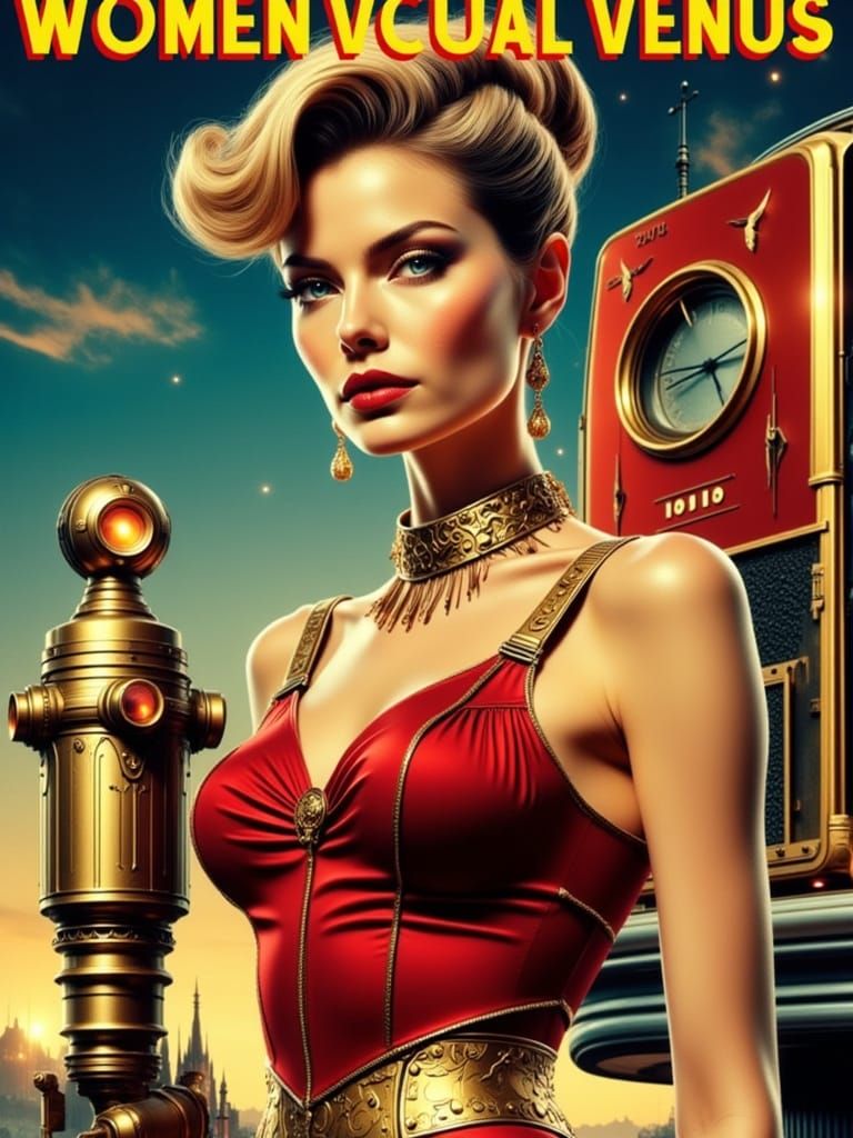 Futuristic Venusian Woman Overlooking Alien Planet