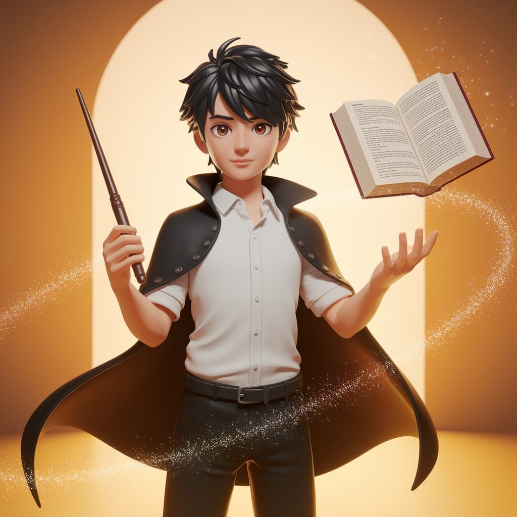 Confident Mage Prepares to Cast a Spell in Vibrant Anime Sty...