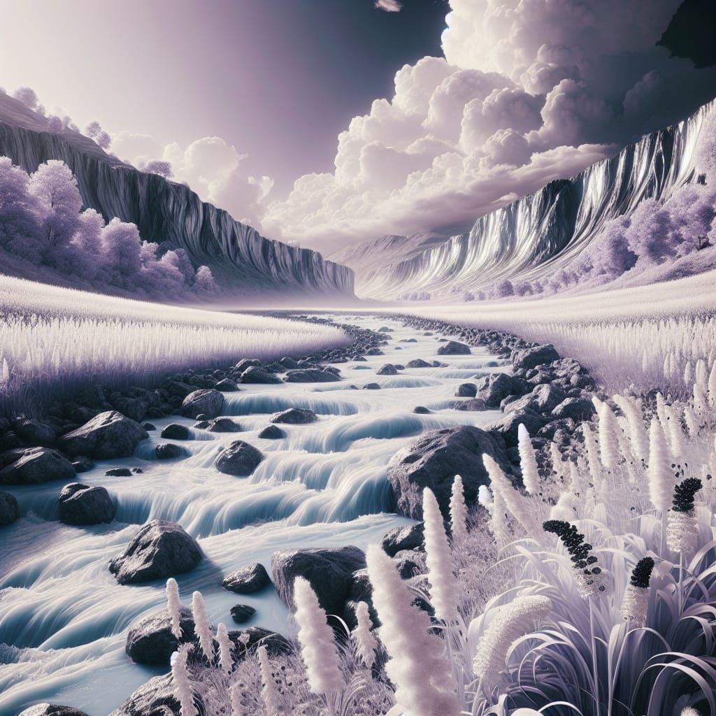 Milk River Flowing Through Silver Rocks