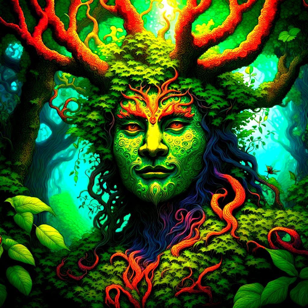 Lush Pointillist Landscape in Detailed Color