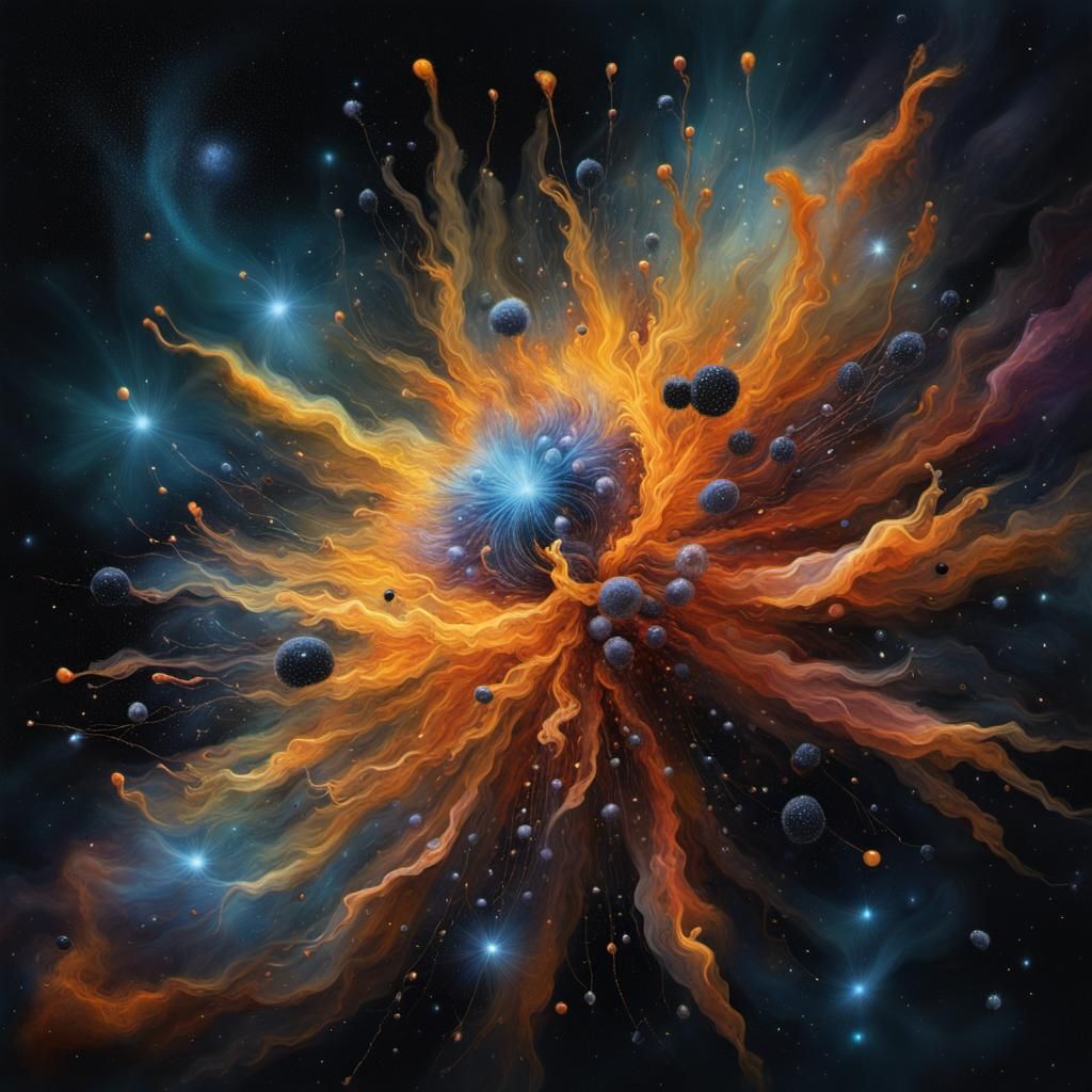 Colorful Nebula Explosion in Magical Realism Style