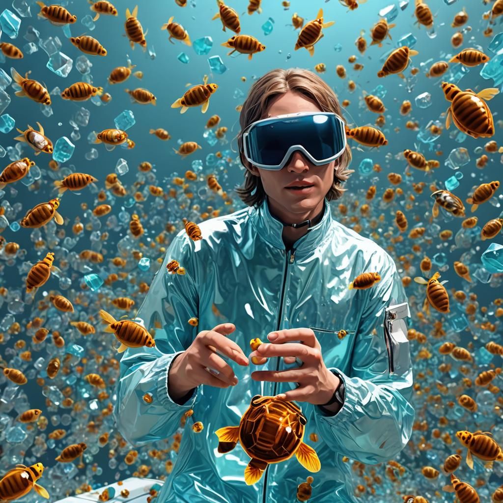 Psychedelic Blue Honey in 3D Game Cinematic Style