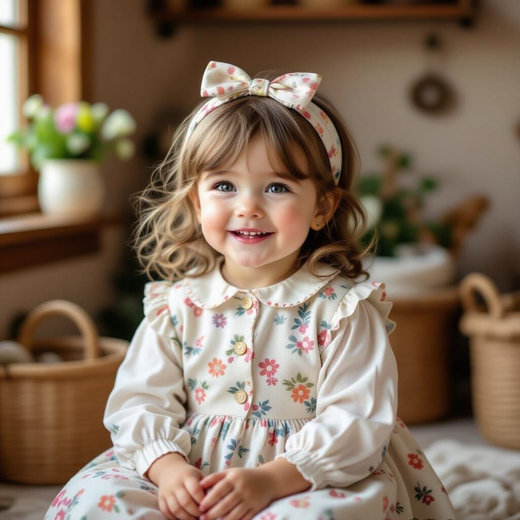 Smiling Child Portrait in Pastel Colors