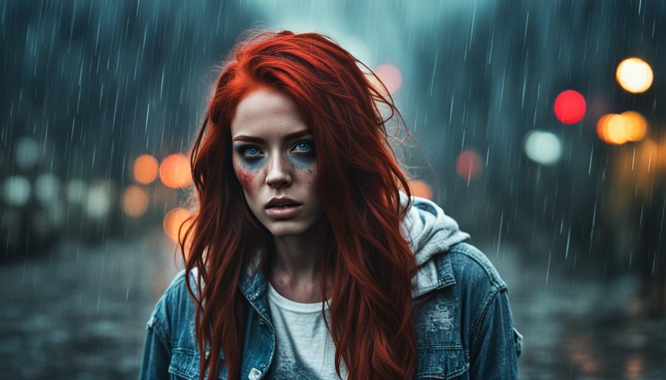 Brokecore Woman in Dystopian Apocalypse with Drama Mask