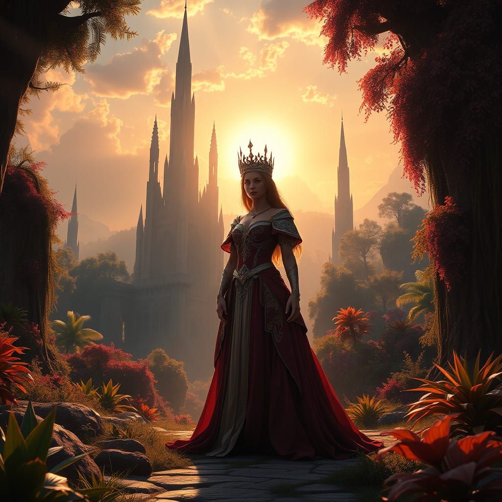 Regal Princess in a Vibrant Fantasy Realm