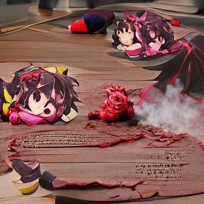 Unsettling Abstract Portrait with Crimson Element