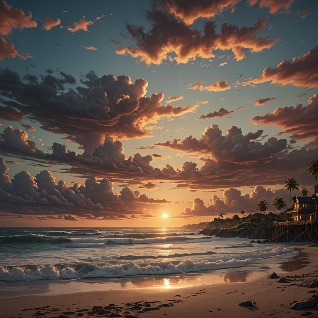 Epic Beach Sunset: Digital Matte Painting